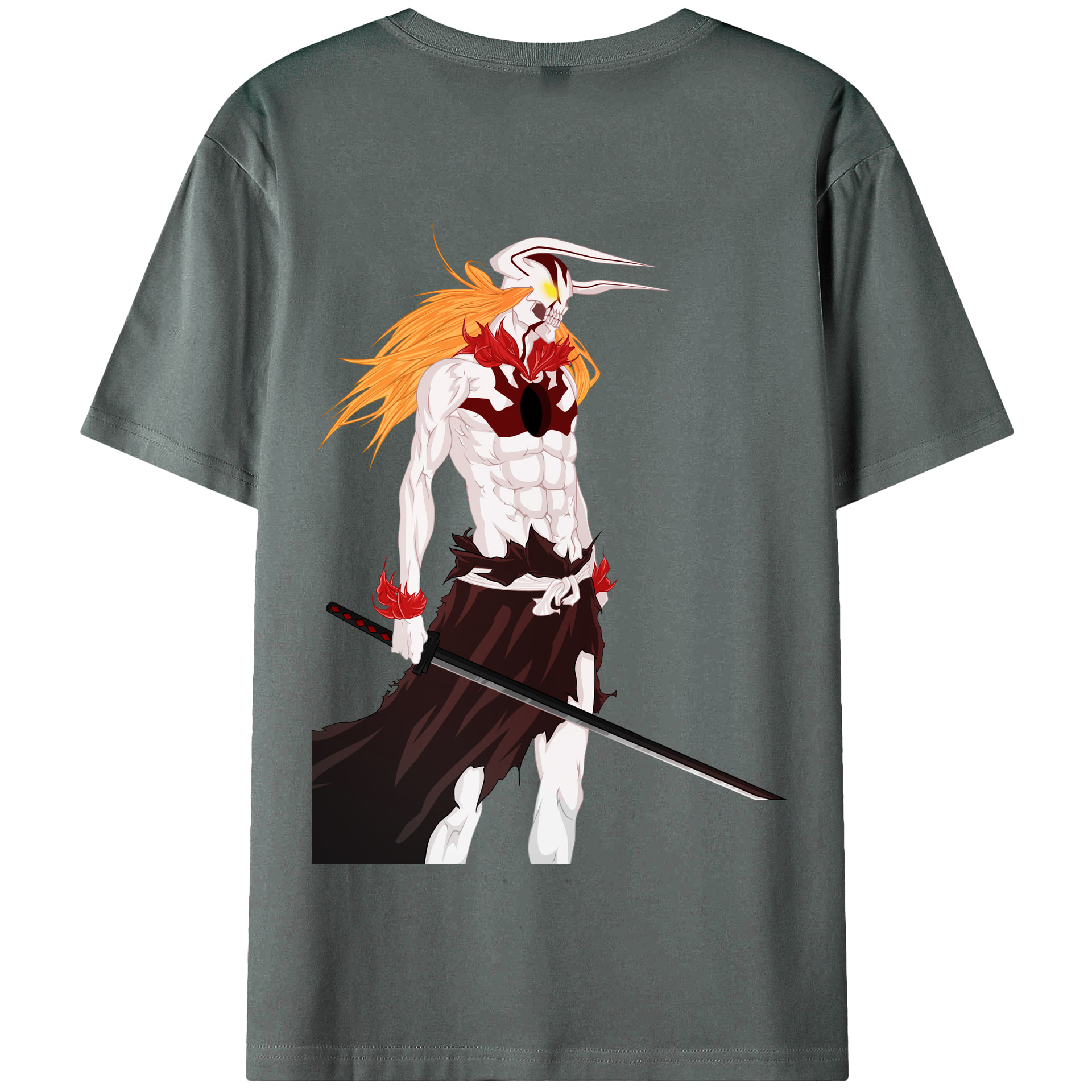（画像用） ブリーチ 黒崎一護（くろさき いちご）BLEACH Kurosaki Ichigo 綿100％半袖Tシャツ（背面プリント）